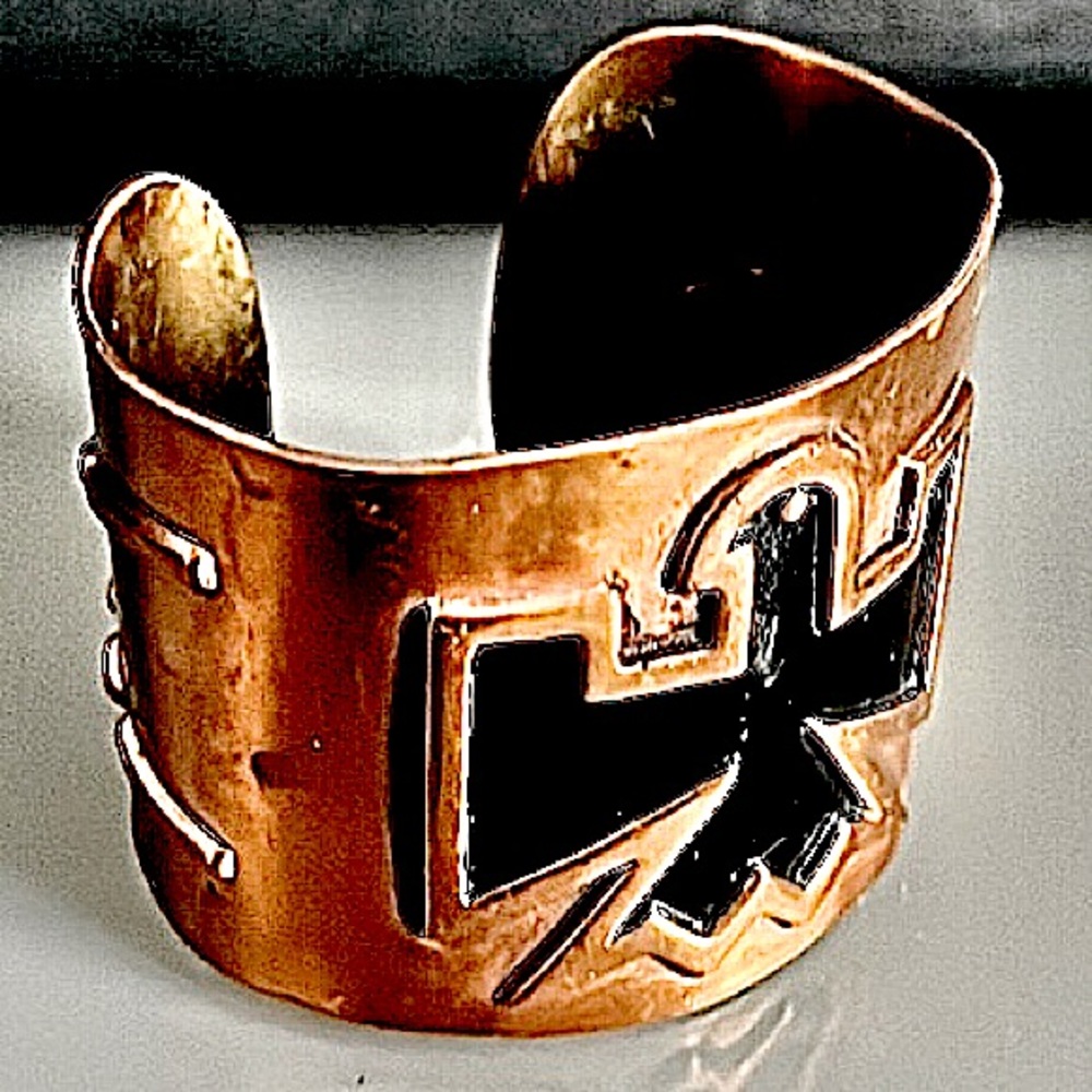Vintage Bell Trading Post Stamped Cooper Phoenix Bird Cuff Bracelet